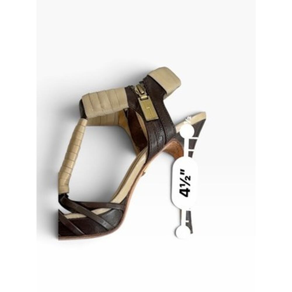 LAMB Gwen Stefani Tan Leather Stiletto Sandals Strappy Cage Heels 8.5 - Picture 9 of 12